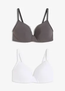 Voorgevormde bh zonder beugels met katoen (set van 2), bonprix