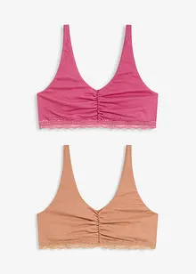 Bralette met katoen en kant (set van 2), bonprix