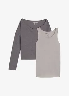 Top en longsleeve  van jersey (2-dlg. set), bonprix
