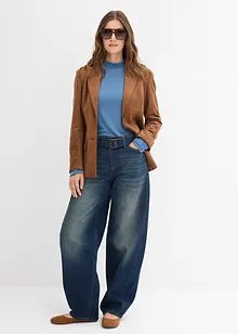 Barrel jeans mid waist met riem, bonprix