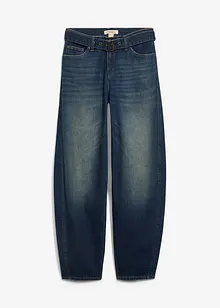 Barrel jeans mid waist met riem, bonprix
