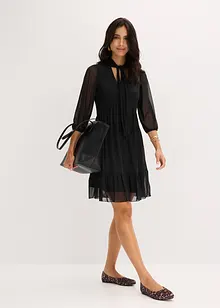Jersey jurk van mesh met strik, bonprix
