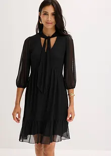 Jersey jurk van mesh met strik, bonprix
