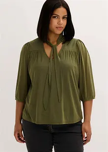 Mesh shirt met strik, bonprix