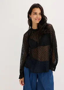 Kanten shirt met volants, bonprix