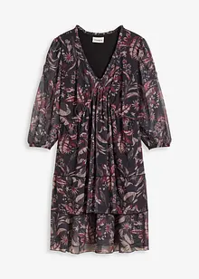 Mesh jersey jurk met volants, bonprix
