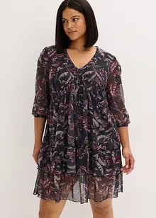 Mesh jersey jurk met volants, bonprix
