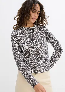 Fijn gebreid vest met luipaardprint, bonprix