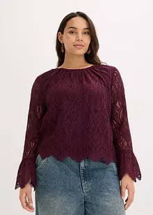 Kanten blouse met volants, bonprix