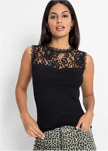 Top met kant in een viscosemix, bonprix