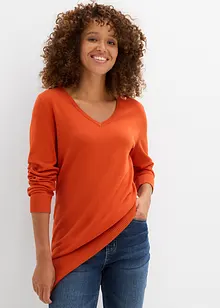 Lange basic trui met V-hals, bonprix