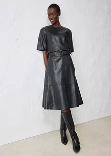 Leren rok van lamsnappa met riem (2-dlg. set), bonprix