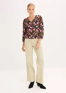 Chiffon blouse met bloemenprint en ruches aan de zoom, bonprix