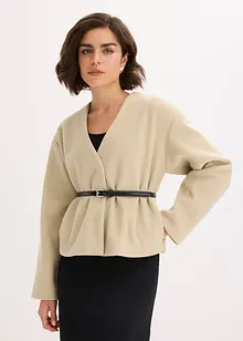 Oversized blazer met riem in wollook, gewatteerd, bonprix