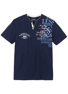 Henley shirt met korte mouwen van biologisch katoen, bonprix