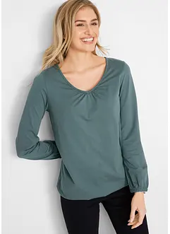 Katoenen longsleeve met elastiek van katoen, bonprix