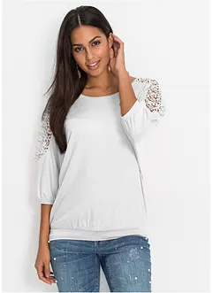 Oversized shirt met kant in een viscosemix, bonprix