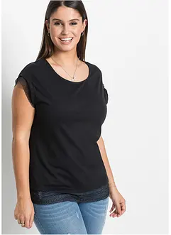Boxy shirt met kant, bonprix