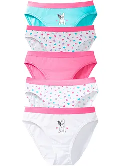 Meisjes slip (set van 5) met biologisch katoen, bonprix
