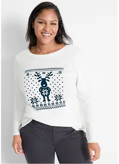 Katoenen longsleeve met kerstmotief, bonprix