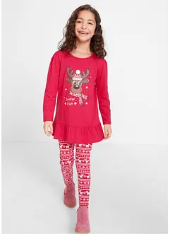 Meisjes kerstshirt en legging (2-dlg. set), bonprix