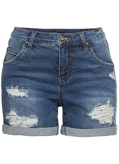 Jeans short met destroyed effecten en mid waist, bonprix