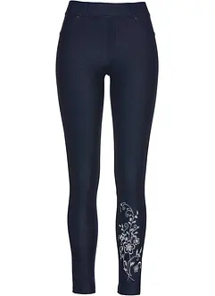 Jegging met bloemenprint en glittersteentjes, bonprix