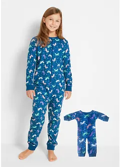 Pyjama onesie en poppen onesie van biologisch katoen (2-dlg. set), bonprix