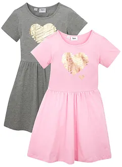 Jersey jurk van biologisch katoen (set van 2), bonprix