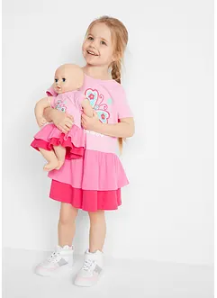 Meisjes jurk en poppenjurk (2-dlg. set) van biologisch katoen, bonprix