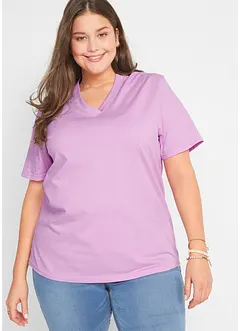 Wijd longshirt met V-hals (set van 5), korte mouw, bonprix