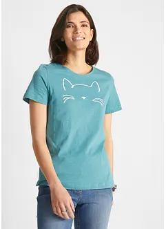 Shirt met korte mouwen en kattenprint, bonprix