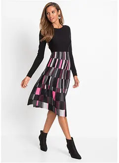 Wijd uitlopende, gebreide jacquard jurk, bonprix