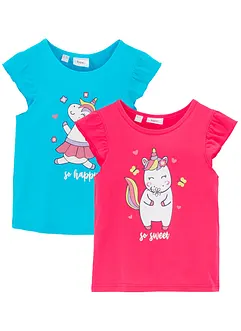 Meisjes T-shirt (set van 2) van biologisch katoen, bonprix