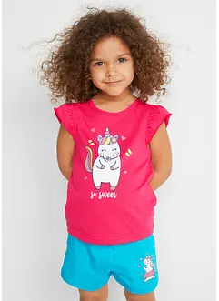 Meisjes T-shirt (set van 2) van biologisch katoen, bonprix