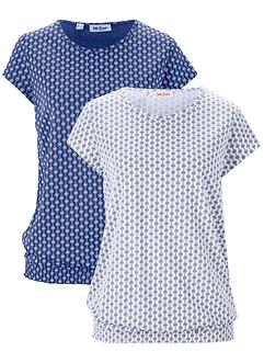 Shirt met print en minimouwen (set van 2), John Baner JEANSWEAR