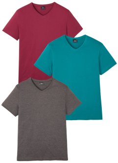 T-shirt met V-hals (set van 3), bpc bonprix collection