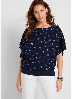 Blouse van crêpe georgette, korte mouw, bonprix