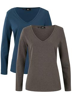 Longsleeve met V-hals (set van 2), bpc bonprix collection
