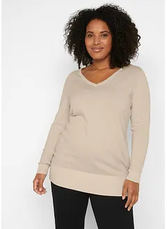 Lange basic trui met V-hals, bonprix