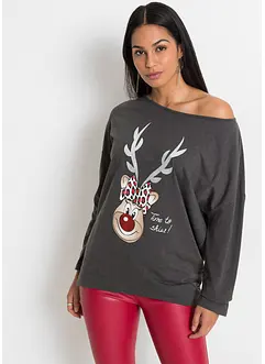 Off shoulder shirt met kerstmotief, bonprix