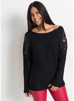 Geribde trui met steentjes, BODYFLIRT