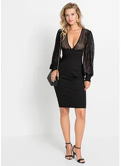 Accentuerende midi jurk met kant, bonprix