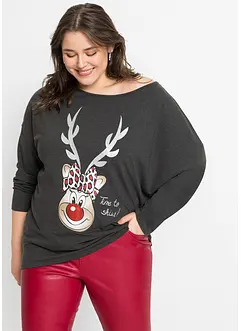 Off shoulder shirt met kerstmotief, bonprix