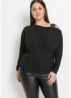 One shoulder shirt met glitter, bonprix