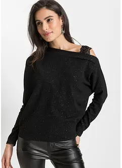 One shoulder shirt met glitter, bonprix