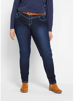 Slim mid waist jeans met contrastnaden, bonprix