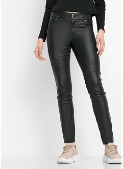 Imitatieleren broek met bikerdetails, bonprix