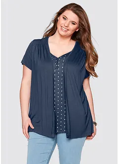 2-in-1 shirt met V-hals, korte mouw, bonprix