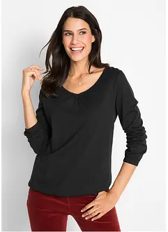 Katoenen longsleeve met elastiek, bonprix